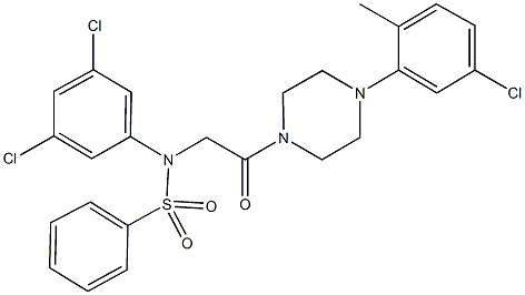 N-{2-[4-(5-chloro-2-methylphenyl)-1-piperazinyl]-2-oxoethyl}-N-(3,5-dichlorophenyl)benzenesulfonamide Struktur