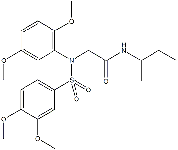 N-(sec-butyl)-2-{[(3,4-dimethoxyphenyl)sulfonyl]-2,5-dimethoxyanilino}acetamide Struktur