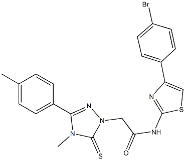 N-[4-(4-bromophenyl)-1,3-thiazol-2-yl]-2-[4-methyl-3-(4-methylphenyl)-5-thioxo-4,5-dihydro-1H-1,2,4-triazol-1-yl]acetamide Struktur