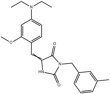 5-[4-(diethylamino)-2-methoxybenzylidene]-3-(3-methylbenzyl)-2,4-imidazolidinedione Struktur