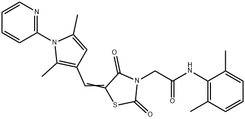 N-(2,6-dimethylphenyl)-2-(5-{[2,5-dimethyl-1-(2-pyridinyl)-1H-pyrrol-3-yl]methylene}-2,4-dioxo-1,3-thiazolidin-3-yl)acetamide Struktur