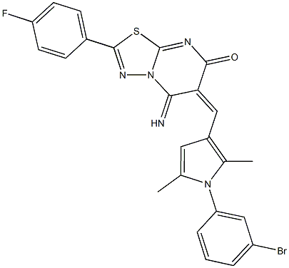 6-{[1-(3-bromophenyl)-2,5-dimethyl-1H-pyrrol-3-yl]methylene}-2-(4-fluorophenyl)-5-imino-5,6-dihydro-7H-[1,3,4]thiadiazolo[3,2-a]pyrimidin-7-one Struktur