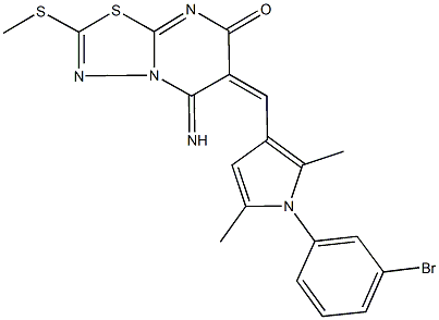 6-{[1-(3-bromophenyl)-2,5-dimethyl-1H-pyrrol-3-yl]methylene}-5-imino-2-(methylsulfanyl)-5,6-dihydro-7H-[1,3,4]thiadiazolo[3,2-a]pyrimidin-7-one Struktur