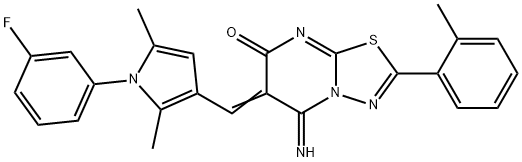 6-{[1-(3-fluorophenyl)-2,5-dimethyl-1H-pyrrol-3-yl]methylene}-5-imino-2-(2-methylphenyl)-5,6-dihydro-7H-[1,3,4]thiadiazolo[3,2-a]pyrimidin-7-one Struktur