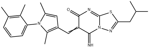 6-{[1-(2,3-dimethylphenyl)-2,5-dimethyl-1H-pyrrol-3-yl]methylene}-5-imino-2-isobutyl-5,6-dihydro-7H-[1,3,4]thiadiazolo[3,2-a]pyrimidin-7-one Struktur