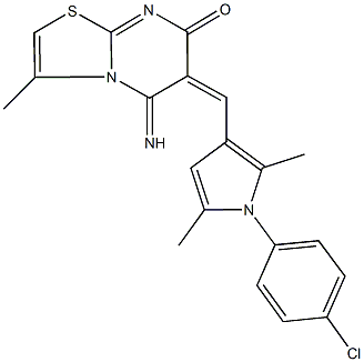 6-{[1-(4-chlorophenyl)-2,5-dimethyl-1H-pyrrol-3-yl]methylene}-5-imino-3-methyl-5,6-dihydro-7H-[1,3]thiazolo[3,2-a]pyrimidin-7-one Struktur