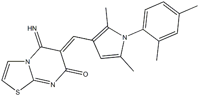 6-{[1-(2,4-dimethylphenyl)-2,5-dimethyl-1H-pyrrol-3-yl]methylene}-5-imino-5,6-dihydro-7H-[1,3]thiazolo[3,2-a]pyrimidin-7-one Struktur