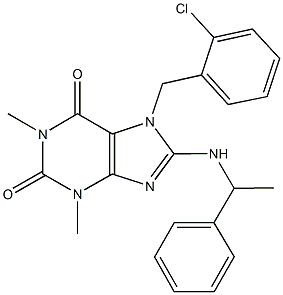 7-(2-chlorobenzyl)-1,3-dimethyl-8-[(1-phenylethyl)amino]-3,7-dihydro-1H-purine-2,6-dione Struktur