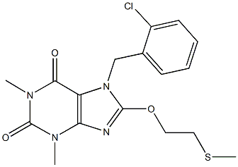 7-(2-chlorobenzyl)-1,3-dimethyl-8-[2-(methylsulfanyl)ethoxy]-3,7-dihydro-1H-purine-2,6-dione Struktur