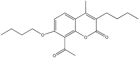 8-acetyl-7-butoxy-3-butyl-4-methyl-2H-chromen-2-one Struktur