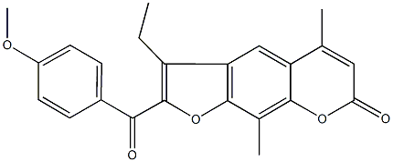 3-ethyl-2-(4-methoxybenzoyl)-5,9-dimethyl-7H-furo[3,2-g]chromen-7-one Struktur