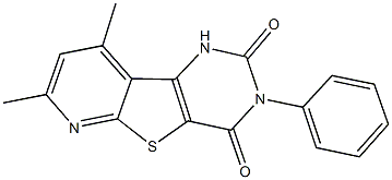 7,9-dimethyl-3-phenylpyrido[3',2':4,5]thieno[3,2-d]pyrimidine-2,4(1H,3H)-dione Struktur