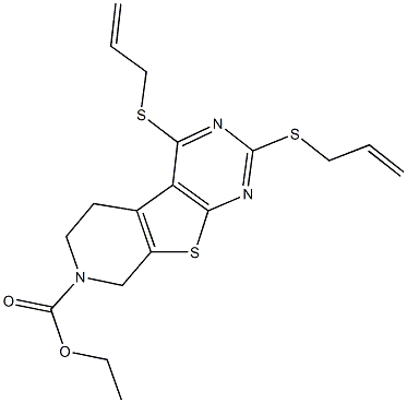 ethyl 2,4-bis(allylsulfanyl)-5,8-dihydropyrido[4',3':4,5]thieno[2,3-d]pyrimidine-7(6H)-carboxylate Struktur