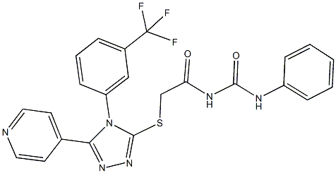 N-phenyl-N'-[({5-(4-pyridinyl)-4-[3-(trifluoromethyl)phenyl]-4H-1,2,4-triazol-3-yl}sulfanyl)acetyl]urea Struktur