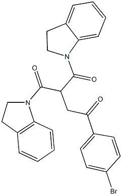 1-(4-bromophenyl)-4-(2,3-dihydro-1H-indol-1-yl)-3-(2,3-dihydro-1H-indol-1-ylcarbonyl)-4-oxo-1-butanone Struktur