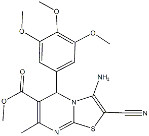 methyl 3-amino-2-cyano-7-methyl-5-(3,4,5-trimethoxyphenyl)-5H-[1,3]thiazolo[3,2-a]pyrimidine-6-carboxylate Struktur