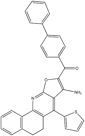 [8-amino-7-(2-thienyl)-5,6-dihydrobenzo[h]furo[2,3-b]quinolin-9-yl]([1,1'-biphenyl]-4-yl)methanone Struktur