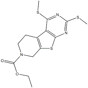 ethyl 2,4-bis(methylsulfanyl)-5,8-dihydropyrido[4',3':4,5]thieno[2,3-d]pyrimidine-7(6H)-carboxylate Struktur