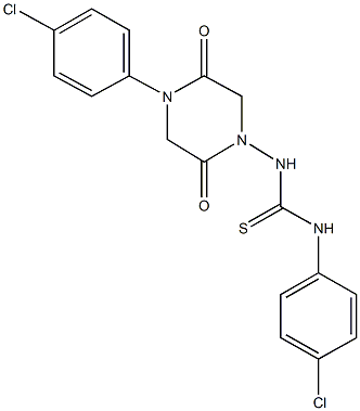 N-(4-chlorophenyl)-N'-[4-(4-chlorophenyl)-2,5-dioxo-1-piperazinyl]thiourea Struktur