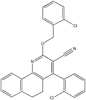 2-[(2-chlorobenzyl)oxy]-4-(2-chlorophenyl)-5,6-dihydrobenzo[h]quinoline-3-carbonitrile Struktur