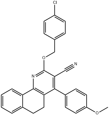 2-[(4-chlorobenzyl)oxy]-4-(4-methoxyphenyl)-5,6-dihydrobenzo[h]quinoline-3-carbonitrile Struktur