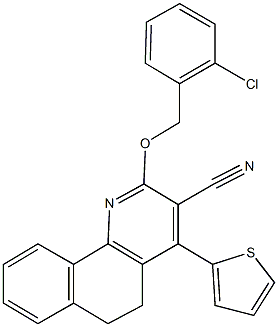 2-[(2-chlorobenzyl)oxy]-4-(2-thienyl)-5,6-dihydrobenzo[h]quinoline-3-carbonitrile Struktur