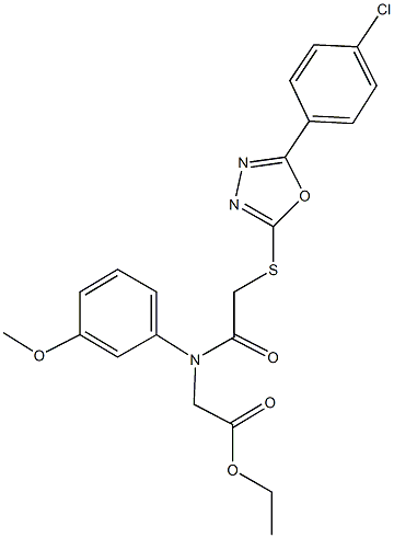 ethyl [({[5-(4-chlorophenyl)-1,3,4-oxadiazol-2-yl]sulfanyl}acetyl)-3-methoxyanilino]acetate Struktur