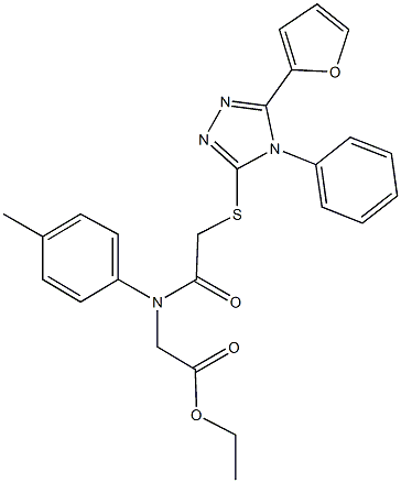 ethyl [({[5-(2-furyl)-4-phenyl-4H-1,2,4-triazol-3-yl]sulfanyl}acetyl)-4-methylanilino]acetate Struktur