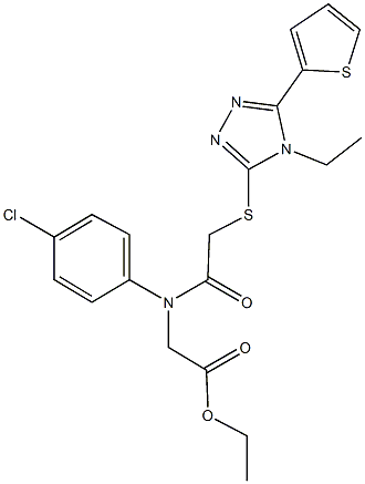 ethyl [4-chloro({[4-ethyl-5-(2-thienyl)-4H-1,2,4-triazol-3-yl]sulfanyl}acetyl)anilino]acetate Struktur