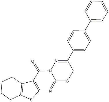 2-[1,1'-biphenyl]-4-yl-7,8,9,10-tetrahydro-3H,11H-[1]benzothieno[2',3':4,5]pyrimido[2,1-b][1,3,4]thiadiazin-11-one Struktur