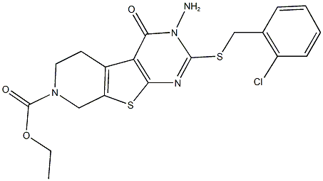 ethyl 3-amino-2-[(2-chlorobenzyl)sulfanyl]-4-oxo-3,5,6,8-tetrahydropyrido[4',3':4,5]thieno[2,3-d]pyrimidine-7(4H)-carboxylate Struktur