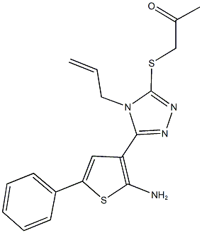 1-{[4-allyl-5-(2-amino-5-phenyl-3-thienyl)-4H-1,2,4-triazol-3-yl]sulfanyl}acetone Struktur