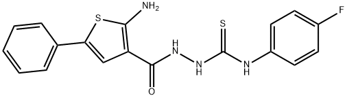 2-[(2-amino-5-phenyl-3-thienyl)carbonyl]-N-(4-fluorophenyl)hydrazinecarbothioamide Struktur