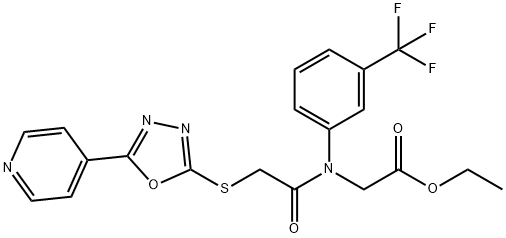 ethyl [({[5-(4-pyridinyl)-1,3,4-oxadiazol-2-yl]sulfanyl}acetyl)-3-(trifluoromethyl)anilino]acetate Struktur