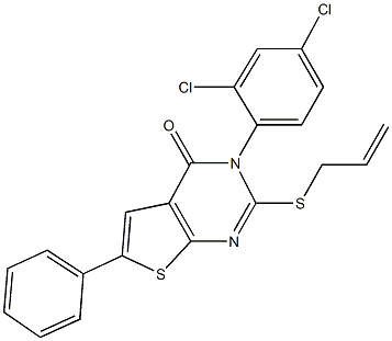 2-(allylsulfanyl)-3-(2,4-dichlorophenyl)-6-phenylthieno[2,3-d]pyrimidin-4(3H)-one Struktur