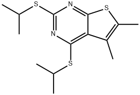 2,4-bis(isopropylsulfanyl)-5,6-dimethylthieno[2,3-d]pyrimidine Struktur