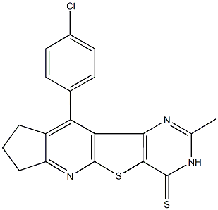 10-(4-chlorophenyl)-2-methyl-8,9-dihydro-3H-cyclopenta[5',6']pyrido[3',2':4,5]thieno[3,2-d]pyrimidine-4(7H)-thione Struktur