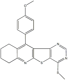 methyl 4-[4-(methylsulfanyl)-7,8,9,10-tetrahydropyrimido[4',5':4,5]thieno[2,3-b]quinolin-11-yl]phenyl ether Struktur