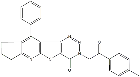 3-[2-(4-methylphenyl)-2-oxoethyl]-10-phenyl-8,9-dihydro-3H-cyclopenta[5',6']pyrido[3',2':4,5]thieno[3,2-d][1,2,3]triazin-4(7H)-one Struktur