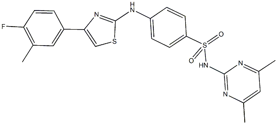 N-(4,6-dimethylpyrimidin-2-yl)-4-{[4-(4-fluoro-3-methylphenyl)-1,3-thiazol-2-yl]amino}benzenesulfonamide Struktur