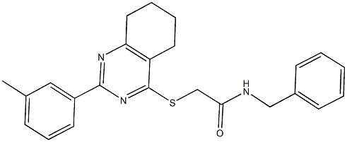 N-benzyl-2-{[2-(3-methylphenyl)-5,6,7,8-tetrahydro-4-quinazolinyl]sulfanyl}acetamide Struktur