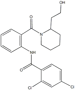 2,4-dichloro-N-(2-{[2-(2-hydroxyethyl)-1-piperidinyl]carbonyl}phenyl)benzamide Struktur