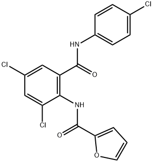 N-{2,4-dichloro-6-[(4-chloroanilino)carbonyl]phenyl}-2-furamide Struktur