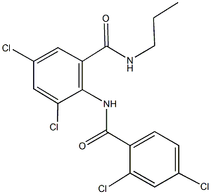 3,5-dichloro-2-[(2,4-dichlorobenzoyl)amino]-N-propylbenzamide Struktur