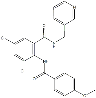 3,5-dichloro-2-[(4-methoxybenzoyl)amino]-N-(3-pyridinylmethyl)benzamide Struktur