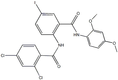 2,4-dichloro-N-{2-[(2,4-dimethoxyanilino)carbonyl]-4-iodophenyl}benzamide Struktur