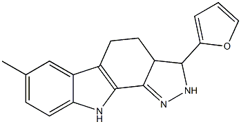 3-(2-furyl)-7-methyl-2,3,3a,4,5,10-hexahydropyrazolo[3,4-a]carbazole Struktur