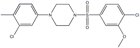 1-[(4-chloro-3-methoxyphenyl)sulfonyl]-4-(3-chloro-4-methylphenyl)piperazine Struktur