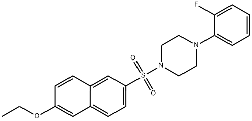 ethyl 6-{[4-(2-fluorophenyl)-1-piperazinyl]sulfonyl}-2-naphthyl ether Struktur