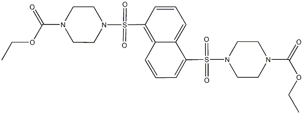 ethyl 4-[(5-{[4-(ethoxycarbonyl)-1-piperazinyl]sulfonyl}-1-naphthyl)sulfonyl]-1-piperazinecarboxylate Struktur